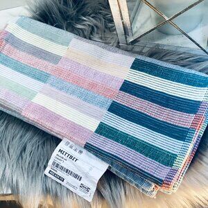 Ikea MITTBIT Table Runner 14x51" Ribbed Pink Turquoise/Light Green